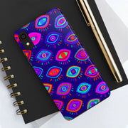 Trippy Neon Evil Eye Protective Tough Phone Case LavenderCeleste