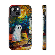 Lonely Ghost Tough Phone Case – Abstract Fall Park Bench Painting