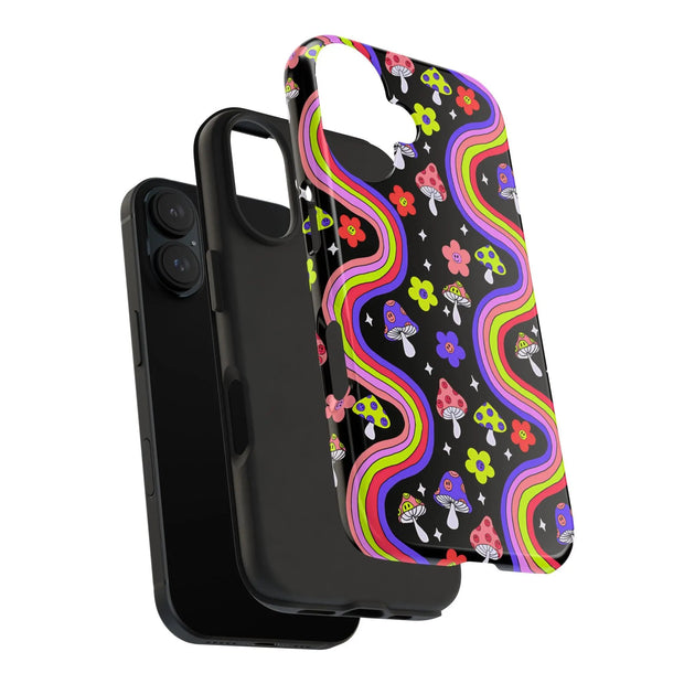 Groovy Mushroom Rainbow Tough Phone Case LavenderCeleste