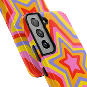 Retro Rainbow Star Groovy Tough Phone Case LavenderCeleste