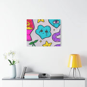 Kawaii Lava Lamp Sad Cloud Snake Matte Canvas Print LavenderCeleste