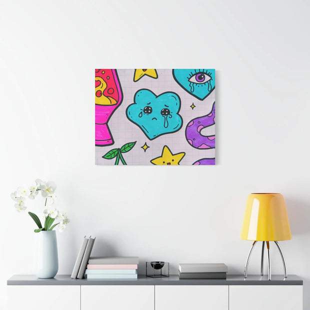 Kawaii Lava Lamp Sad Cloud Snake Matte Canvas Print LavenderCeleste
