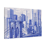 New York City Toile Art – Blue Scenic Skyline Matte Canvas Printify