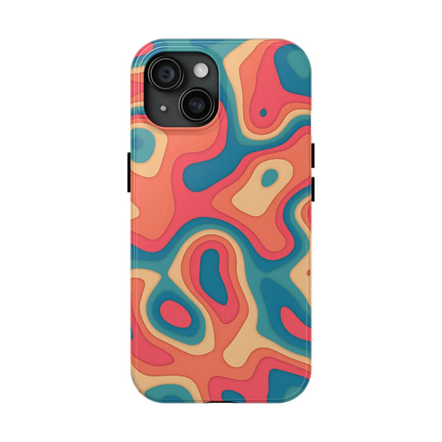 Retro Coral Abstract Mid-Century Tough Phone Case LavenderCeleste