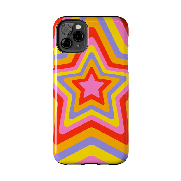 Retro Rainbow Star Groovy Tough Phone Case LavenderCeleste
