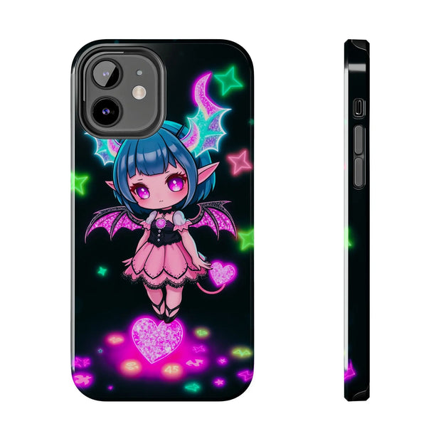 Kawaii Gothic Succubus Neon Heart Tough Phone Case
