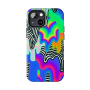 Trippy Technicolor Drip Retro Tough Phone Case LavenderCeleste