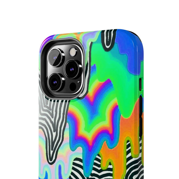 Trippy Technicolor Drip Retro Tough Phone Case LavenderCeleste