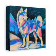 Vibrant Husky Abstract Pop Art Matte Canvas Print LavenderCeleste