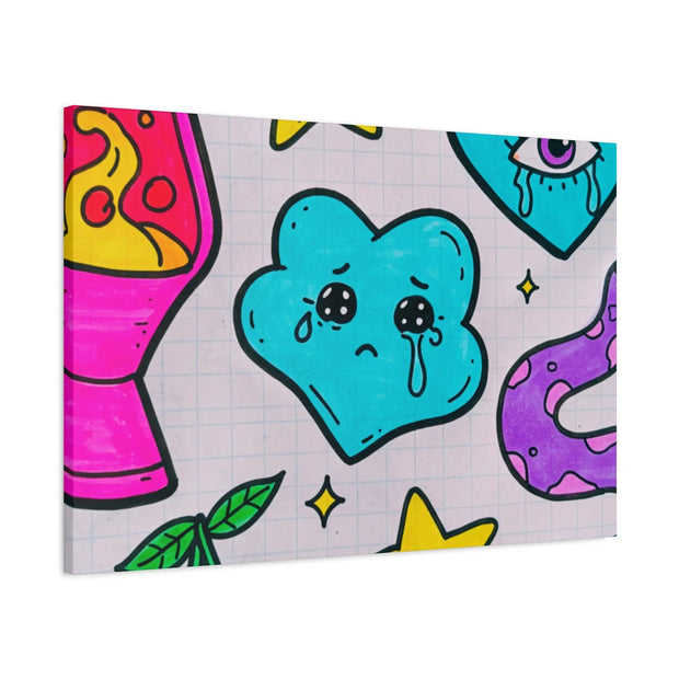 Kawaii Lava Lamp Sad Cloud Snake Matte Canvas Print LavenderCeleste