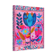 Whimsical Pink Blue Floral Matte Canvas Art LavenderCeleste