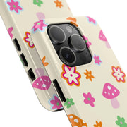 Retro Mushroom Flower Power Tough Phone Case LavenderCeleste
