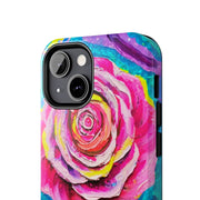 Vibrant Pink Rose Abstract Tough Phone Case LavenderCeleste