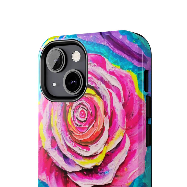 Vibrant Pink Rose Abstract Tough Phone Case LavenderCeleste