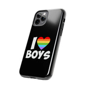 I Love Boys Pride Tough Phone Case – LGBTQ+ Rainbow Heart Design