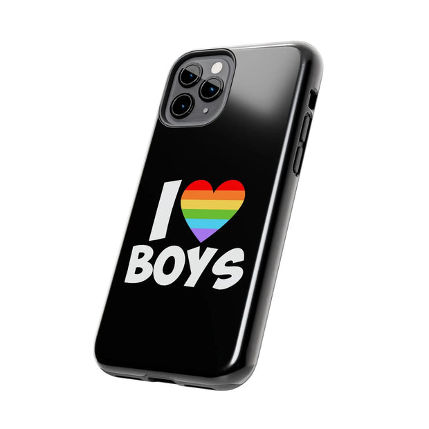I Love Boys Pride Tough Phone Case – LGBTQ+ Rainbow Heart Design