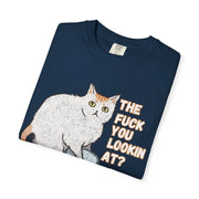 The Fuck You Lookin At Cat Comfort Colors Tee LavenderCeleste