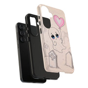 Sad Ghost with Heart Balloon Kawaii Tough Phone Case LavenderCeleste