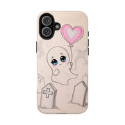 Sad Ghost with Heart Balloon Kawaii Tough Phone Case LavenderCeleste