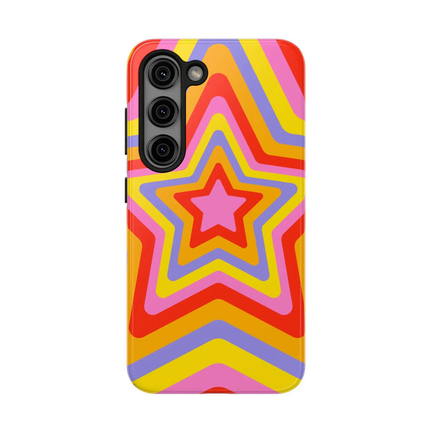 Retro Rainbow Star Groovy Tough Phone Case LavenderCeleste
