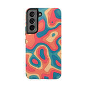 Retro Coral Abstract Mid-Century Tough Phone Case LavenderCeleste