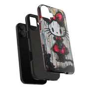 Goth Bow Cat Graffiti Pop Art Tough Phone Case LavenderCeleste
