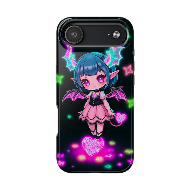 Kawaii Gothic Succubus Neon Heart Tough Phone Case