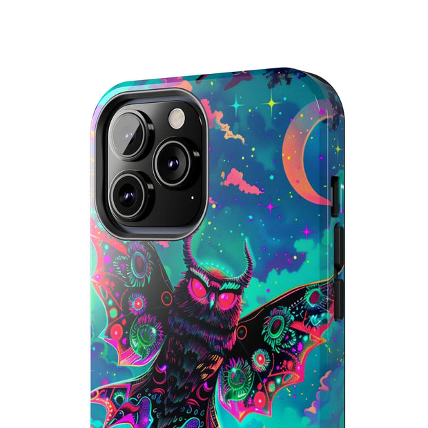 Mothman Tough Phone Case – Psychedelic Neon Cryptid Aesthetic - LavenderCeleste