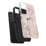Sad Ghost with Heart Balloon Kawaii Tough Phone Case LavenderCeleste