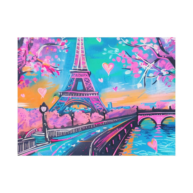 Pink Paris Eiffel Tower Dreamy Matte Canvas Art LavenderCeleste