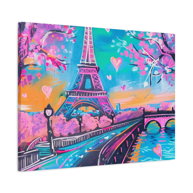 Pink Paris Eiffel Tower Dreamy Matte Canvas Art LavenderCeleste