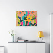 Groovy Paper Cut Flower Matte Canvas Art LavenderCeleste