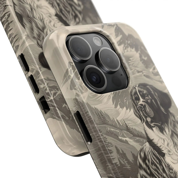 Saint Bernard Toile de Jouy Vintage Tough Phone Case LavenderCeleste