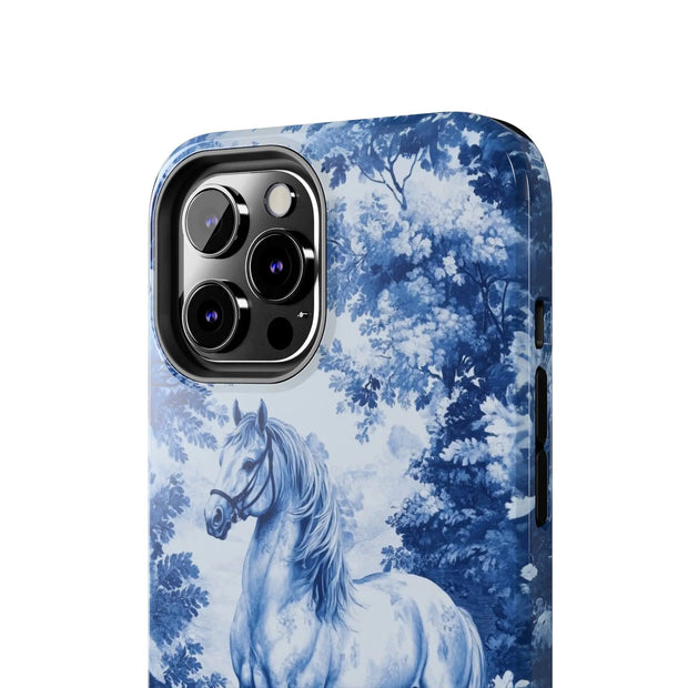 Blue Toile Horse Country Scenic Tough Phone Case LavenderCeleste