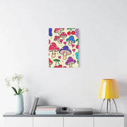 Kawaii Mushroom Cherry Flower Matte Canvas Print LavenderCeleste