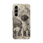 Saint Bernard Toile de Jouy Vintage Tough Phone Case LavenderCeleste