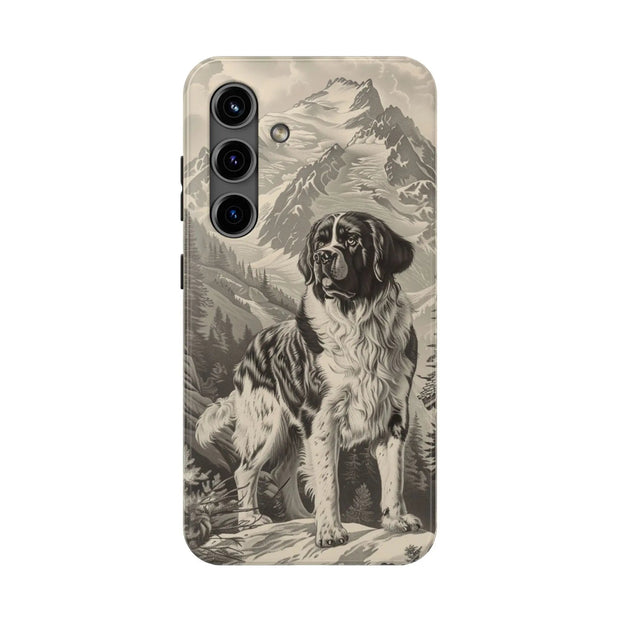Saint Bernard Toile de Jouy Vintage Tough Phone Case LavenderCeleste