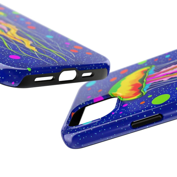 Vibrant Neon Jellyfish Cosmic Sea Tough Phone Case