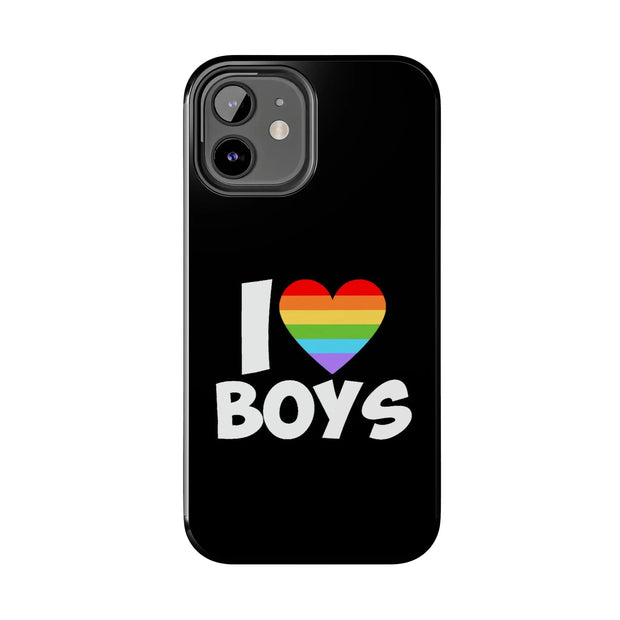 I Love Boys Pride Tough Phone Case – LGBTQ+ Rainbow Heart Design