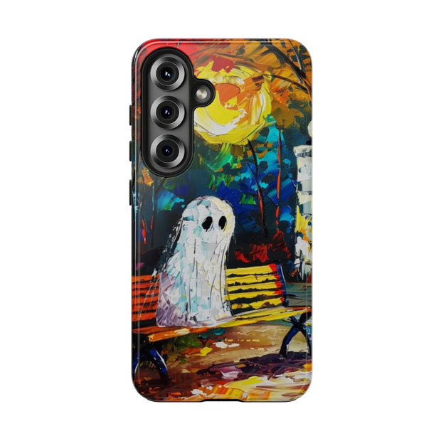 Lonely Ghost Tough Phone Case – Abstract Fall Park Bench Painting