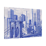 New York City Toile Art – Blue Scenic Skyline Matte Canvas Printify