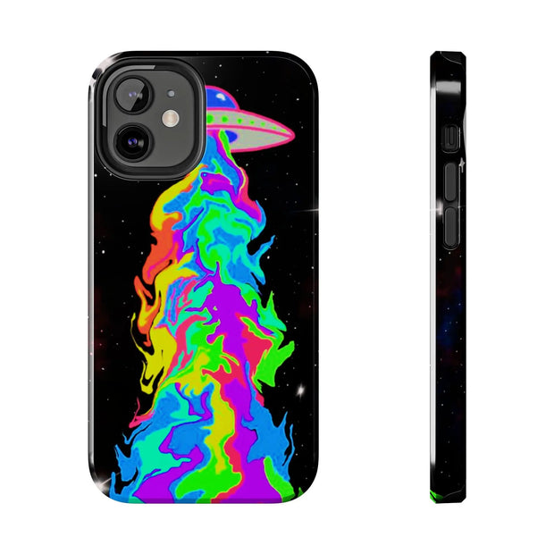Psychedelic Neon UFO Abduction Tough Phone Case LavenderCeleste