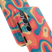 Retro Coral Abstract Mid-Century Tough Phone Case LavenderCeleste