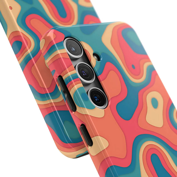 Retro Coral Abstract Mid-Century Tough Phone Case LavenderCeleste