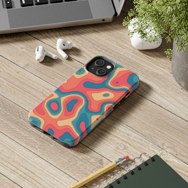 Retro Coral Abstract Mid-Century Tough Phone Case LavenderCeleste