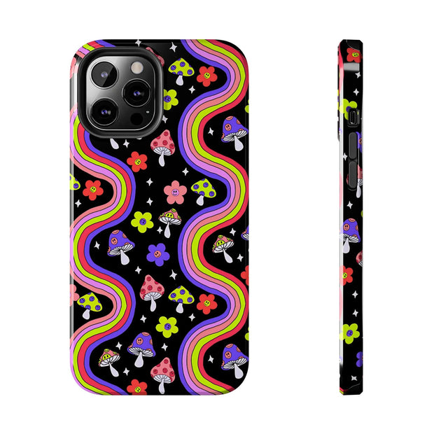 Groovy Mushroom Rainbow Tough Phone Case LavenderCeleste