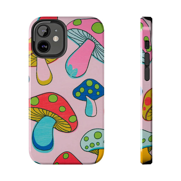 Retro Groovy Mushroom Tough Phone Case LavenderCeleste