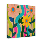 Groovy Paper Cut Flower Matte Canvas Art LavenderCeleste