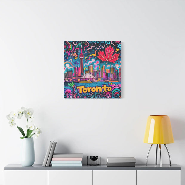 Toronto Pop Art Skyline Matte Canvas Wall Art LavenderCeleste