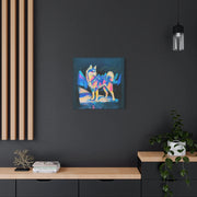 Vibrant Husky Abstract Pop Art Matte Canvas Print LavenderCeleste